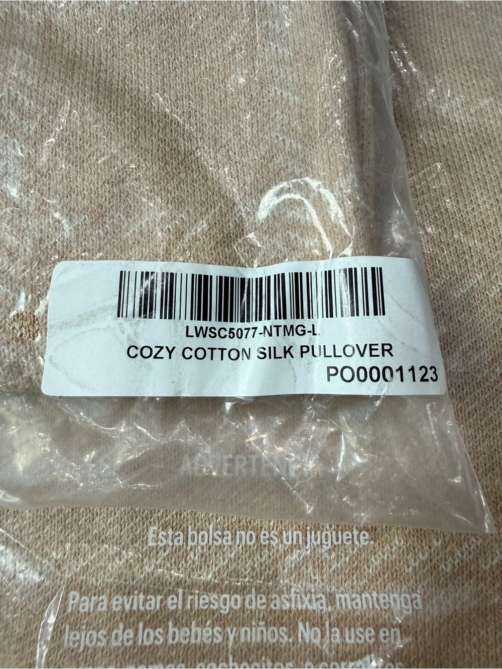 Lunya Cozy Cotton Silk Pullover Sweater Nutmeg Windowpane Tan NWT Large NEW - Picture 9 of 10